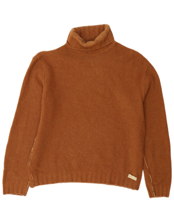 ALVIERO MARTINI Womens Roll Neck Jumper Sweater IT 52 2XL Brown Wool