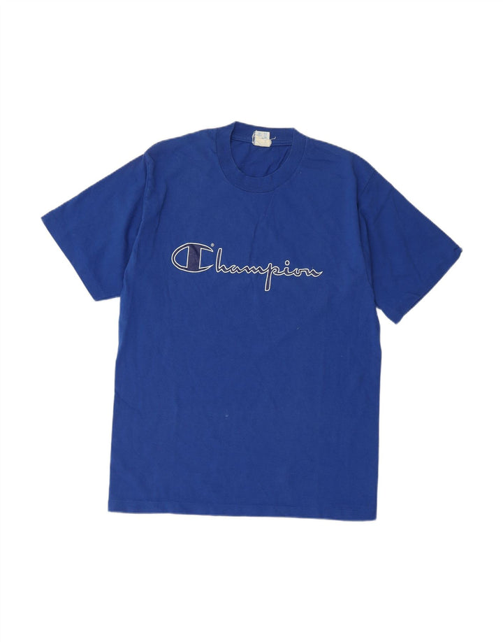CHAMPION Mens Graphic T-Shirt Top Medium Blue Cotton