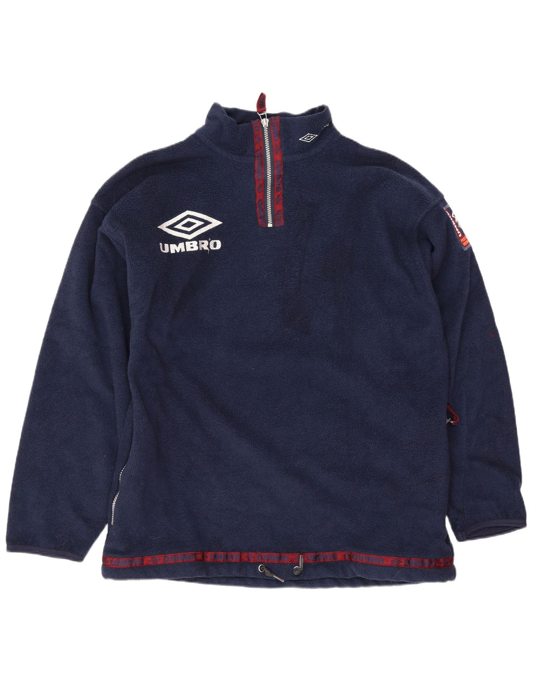 Maglione in pile Umbro da uomo con collo grafico e zip, grande, in poliestere blu navy