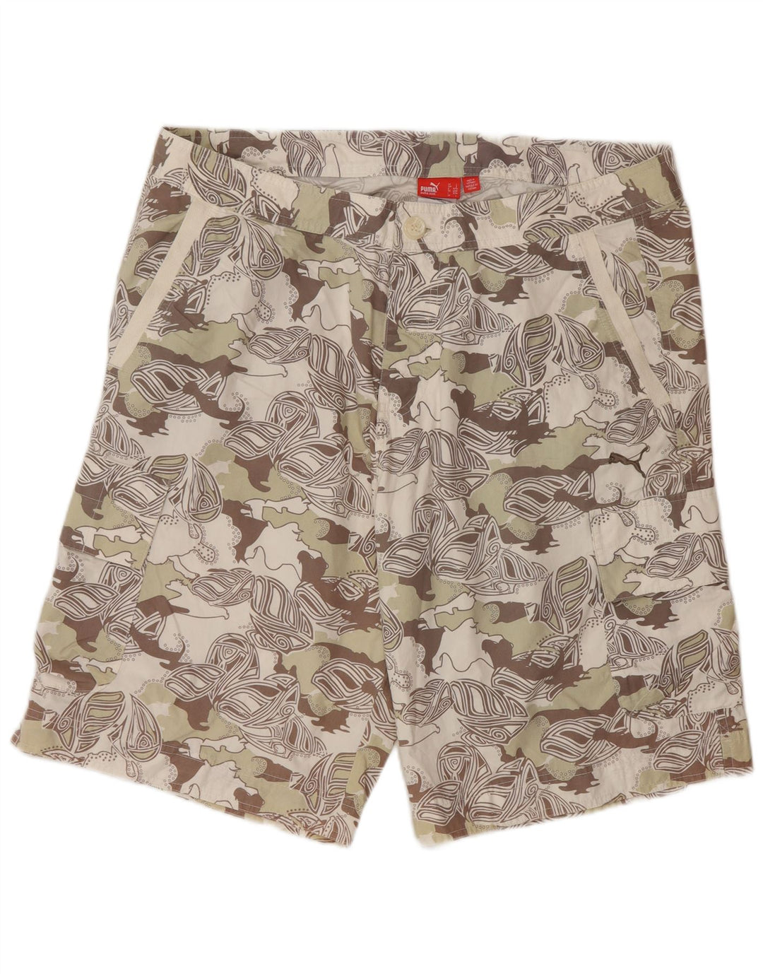 Pantaloncini cargo Puma da uomo con motivo astratto grandi W36 beige mimetico moderno
