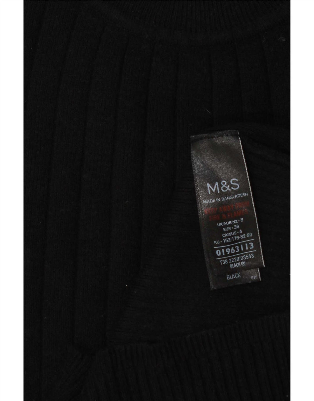 Maglione maglione a collo alto da donna Marks & Spencer UK 8 piccolo nero