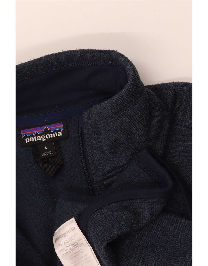Patagonia Felpa da uomo con zip sul collo, maglione grande, blu navy, in poliestere