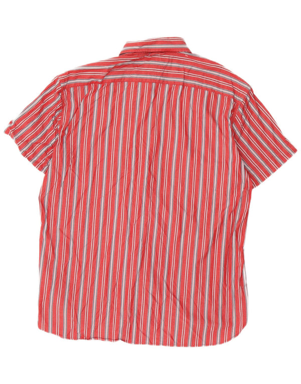 Tommy Hilfiger Camicia a maniche corte da uomo 2XL Cotone a righe rosse anni '80