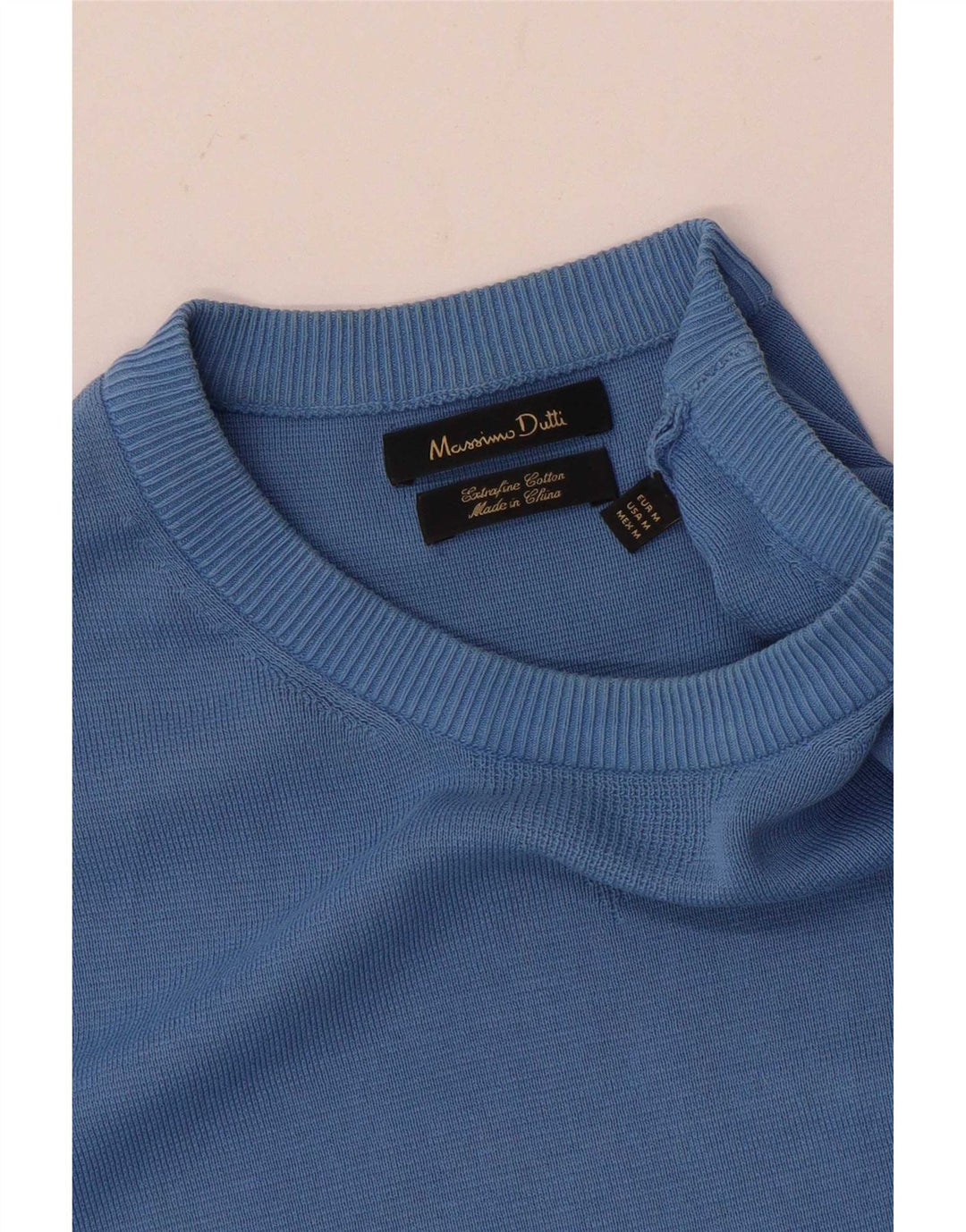 Maglione maglione girocollo da uomo Massimo Dutti in cotone blu medio