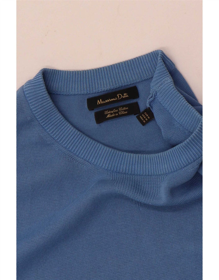 Maglione maglione girocollo da uomo Massimo Dutti in cotone blu medio