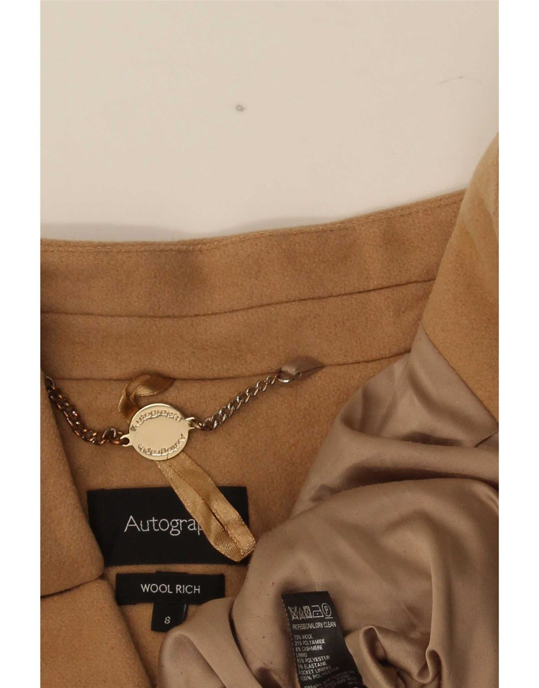 Cappotto autografo da donna Marks & Spencer UK 8 piccolo in lana marrone