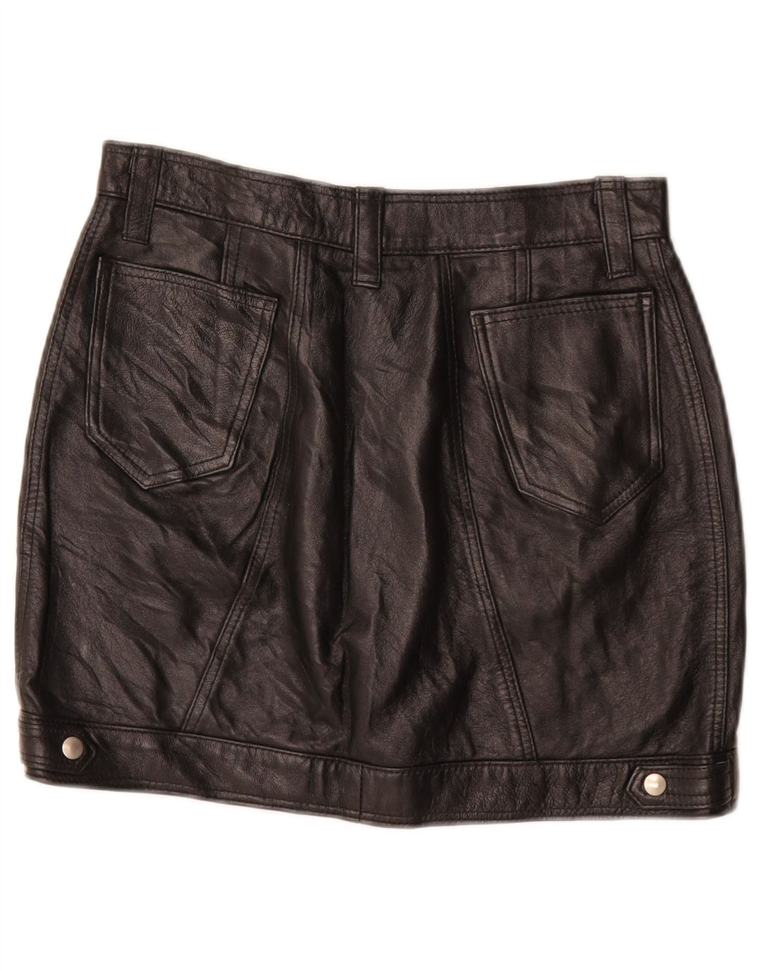 Mini gonna in pelle vintage da donna W26 piccola nera