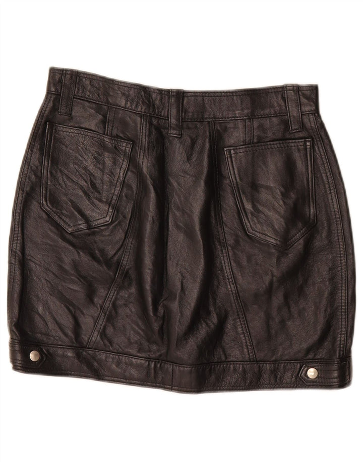 Mini gonna in pelle vintage da donna W26 piccola nera