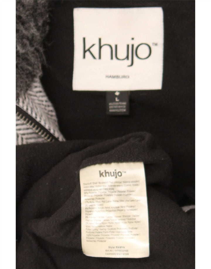 Giacca parka con cappuccio da donna KHUJO UK 14 grande poliestere grigio a spina di pesce