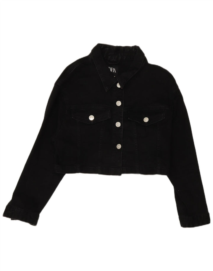 Giacca di jeans oversize corta da donna Zara UK 14 media nera