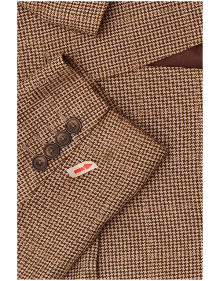 Giacca blazer da uomo a 2 bottoni Aquascutum UK 42 XL lana pied de poule marrone