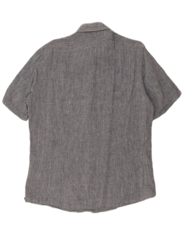 Camicia a maniche corte da uomo Hugo Boss Large in cotone blu