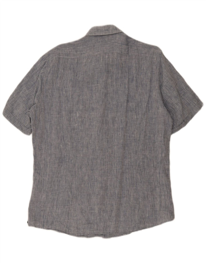 Camicia a maniche corte da uomo Hugo Boss Large in cotone blu