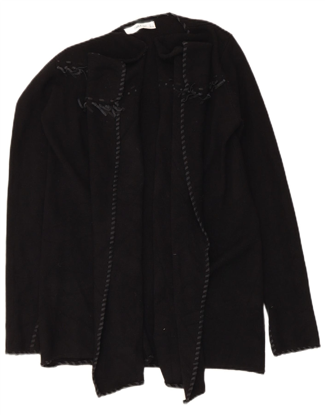Maglione cardigan aperto asimmetrico da donna Zara UK 10 piccolo poliestere nero