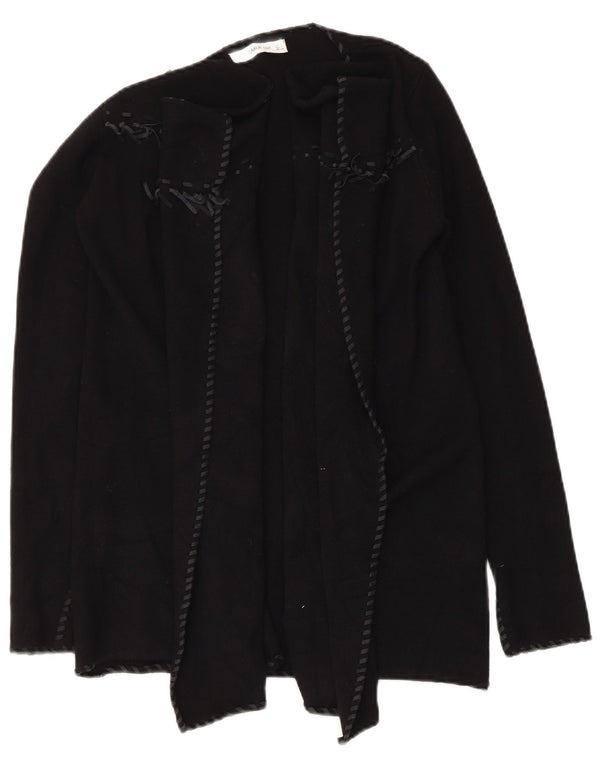 Maglione cardigan aperto asimmetrico da donna Zara UK 10 piccolo poliestere nero