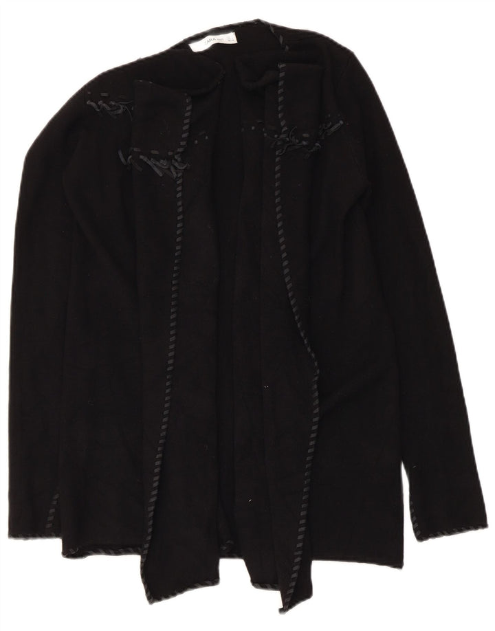 Maglione cardigan aperto asimmetrico da donna Zara UK 10 piccolo poliestere nero