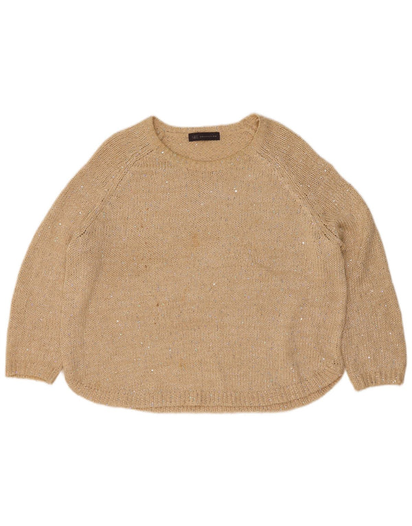 Maglione maglione con scollo a barca da donna Marks & Spencer UK 14 Large Beige screziato