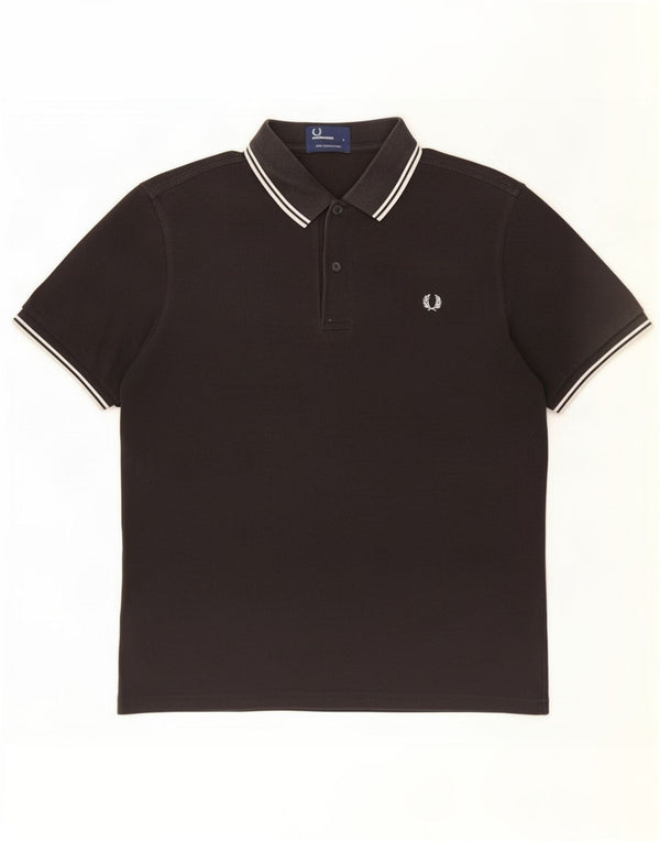 Polo da uomo Fred Perry grande in cotone a righe nere