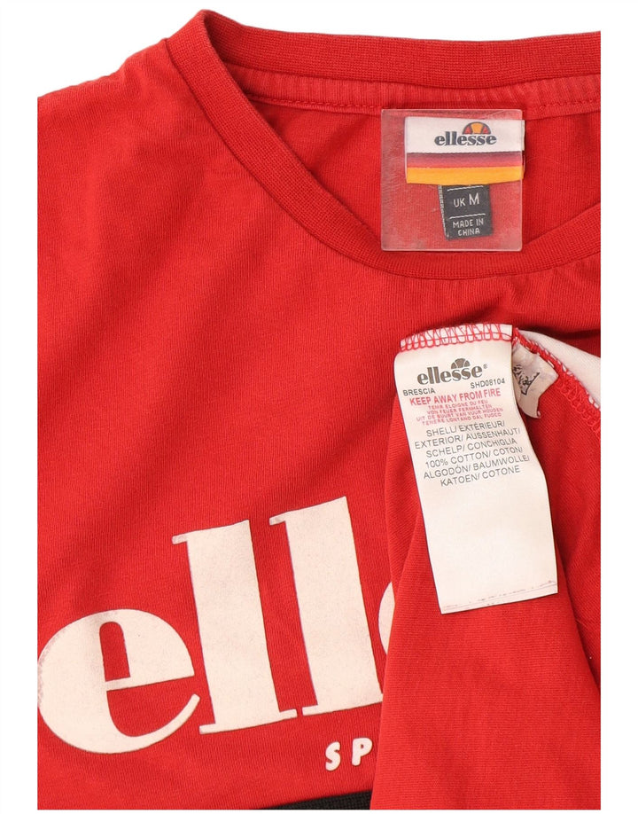 T-shirt grafica da uomo Ellesse Top in cotone color block rosso medio