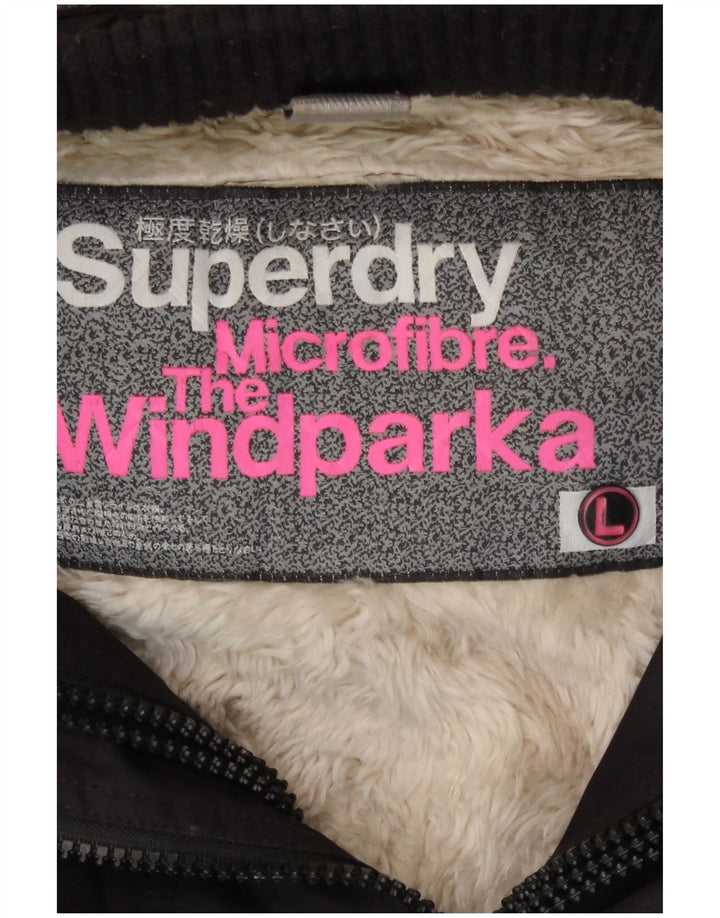 Giacca parka da uomo Sherpa con cappuccio Superdry UK 40 grande poliestere nero