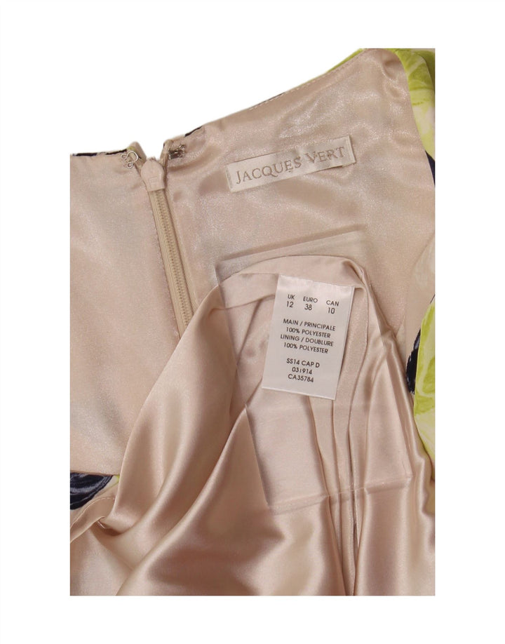 JACQUES VERT Abito tubino a maniche corte da donna UK 12 Beige medio floreale