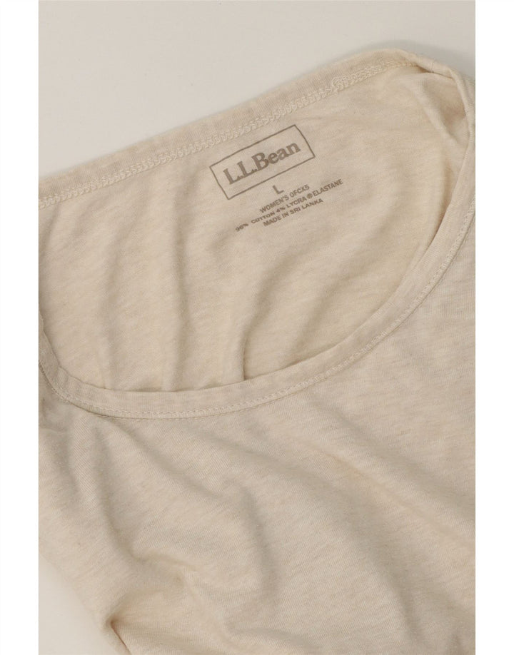 L.L.BEAN Womens Top Long Sleeve UK 16 Large Beige Cotton Vintage L.L.Bean and Second-Hand L.L.Bean from Messina Hembry 