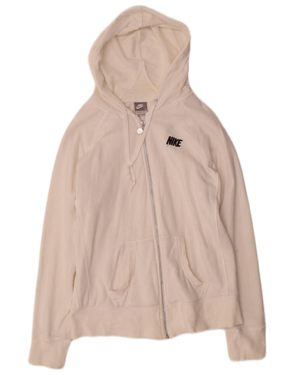 Felpa con cappuccio e zip da donna Nike US 12/14 grande cotone bianco