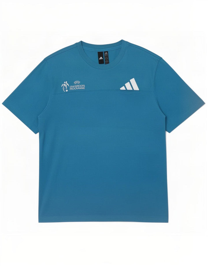 Maglietta grafica Adidas da uomo del programma UEFA Grassroots, blu medio