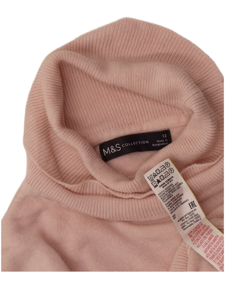 Maglione maglione a collo alto da donna Marks & Spencer UK 12 Acrilico rosa medio
