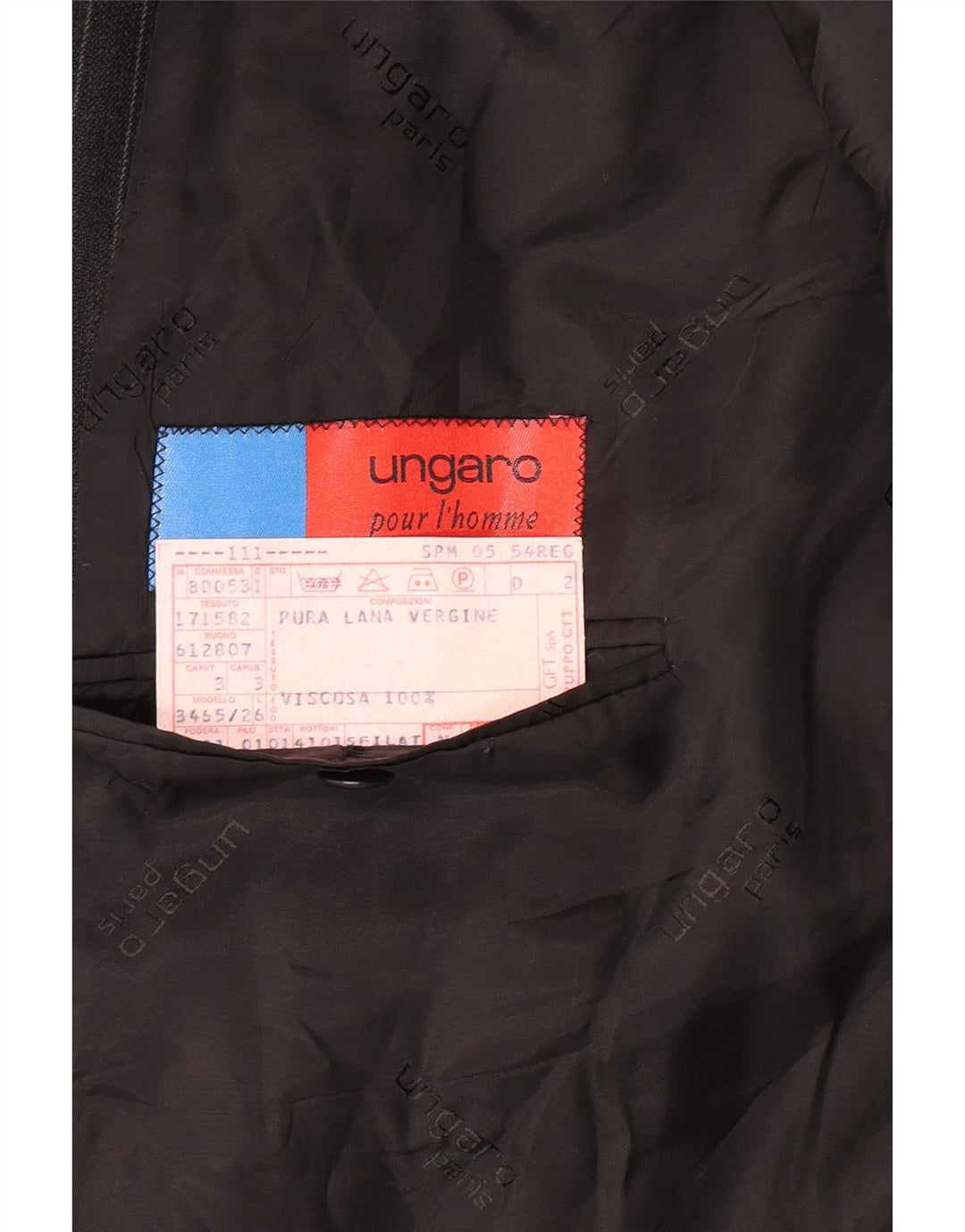 Giacca blazer da uomo UNGARO IT 54 2XL Gessata nera classica