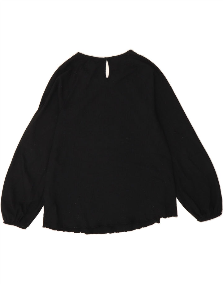 MARKS & SPENCER Womens Long Sleeve Blouse Top UK 10 Small  Black Polyester Vintage Marks & Spencer and Second-Hand Marks & Spencer from Messina Hembry 