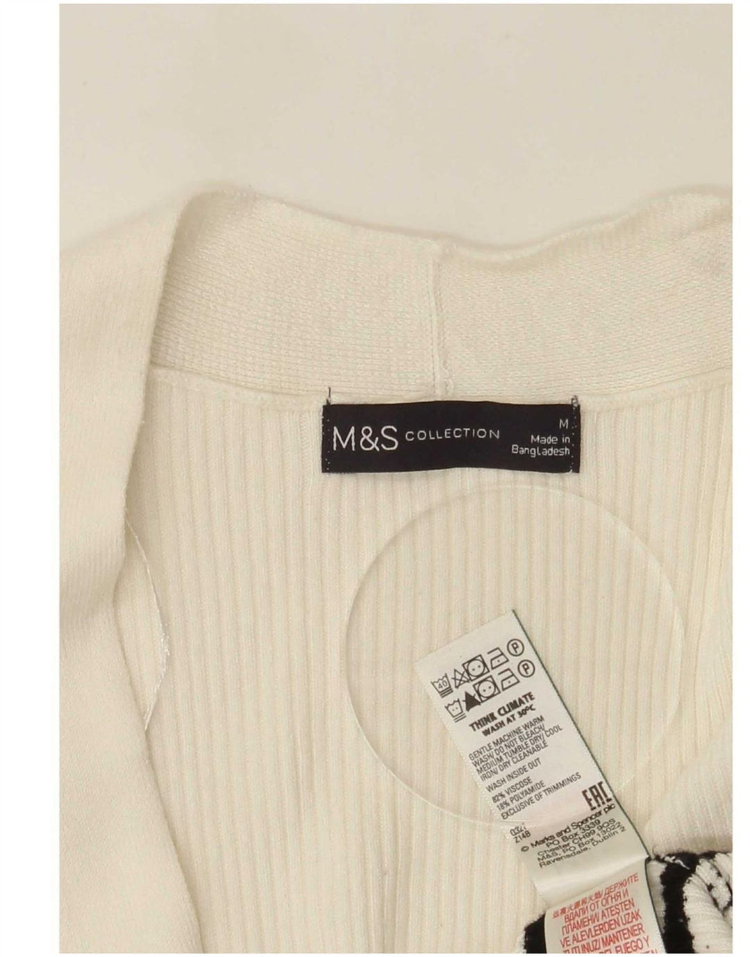 Maglione cardigan lungo da donna Marks & Spencer UK 14 medio bianco sporco