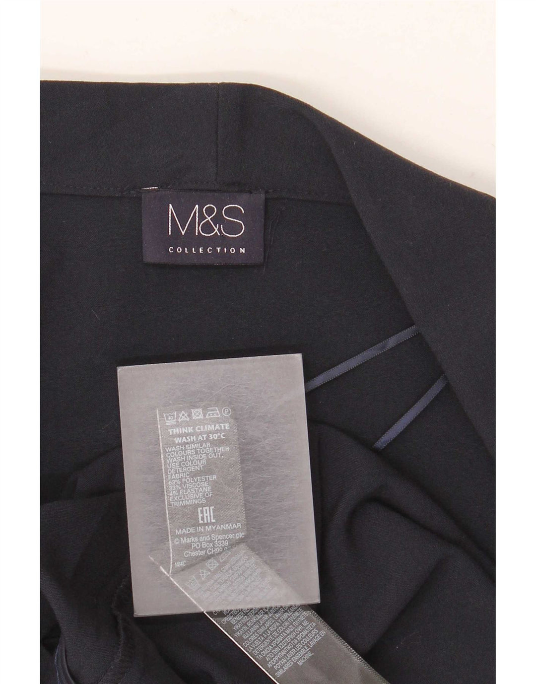 Giacca blazer aperta da donna Marks & Spencer UK 12 poliestere medio blu navy