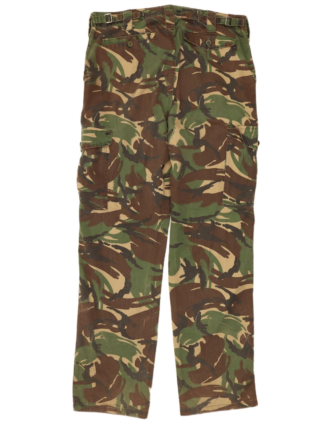 Pantaloni cargo dritti da uomo VINTAGE W36 L32 poliestere mimetico kaki