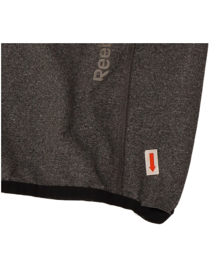 REEBOK Top da tuta pullover con zip e collo da uomo, piccolo in poliestere grigio