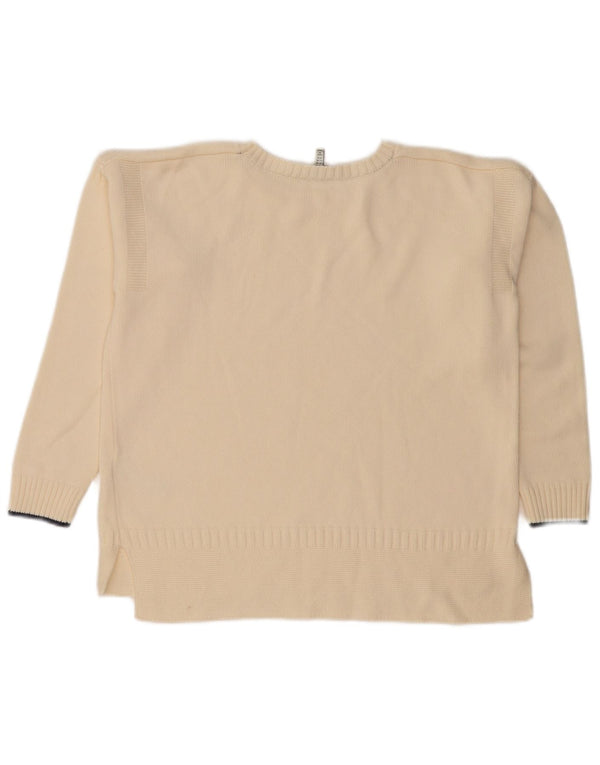 Maglione maglione girocollo oversize da donna Joules UK 10 piccolo cotone beige