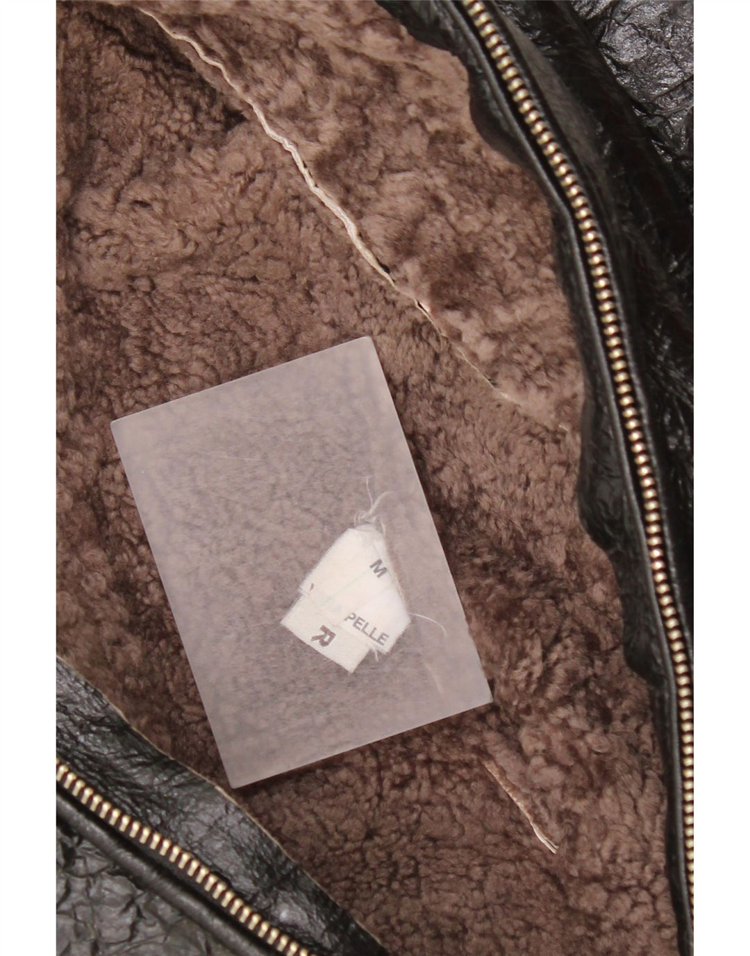 Giacca in shearling vintage da donna UK 14 in pelle nera media