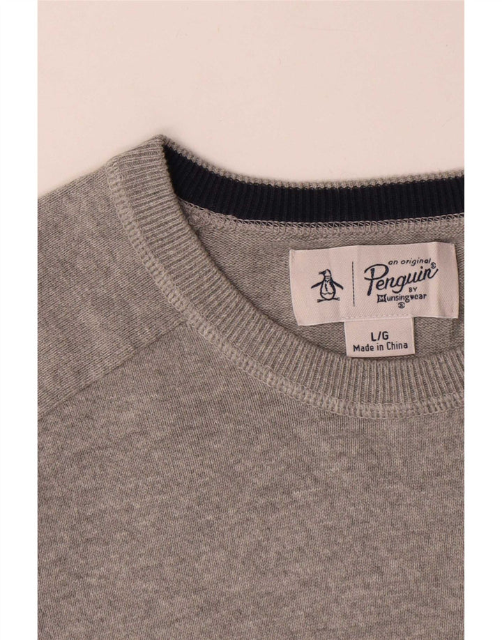 Maglione da uomo con scollo a barca Penguin, grande cotone grigio