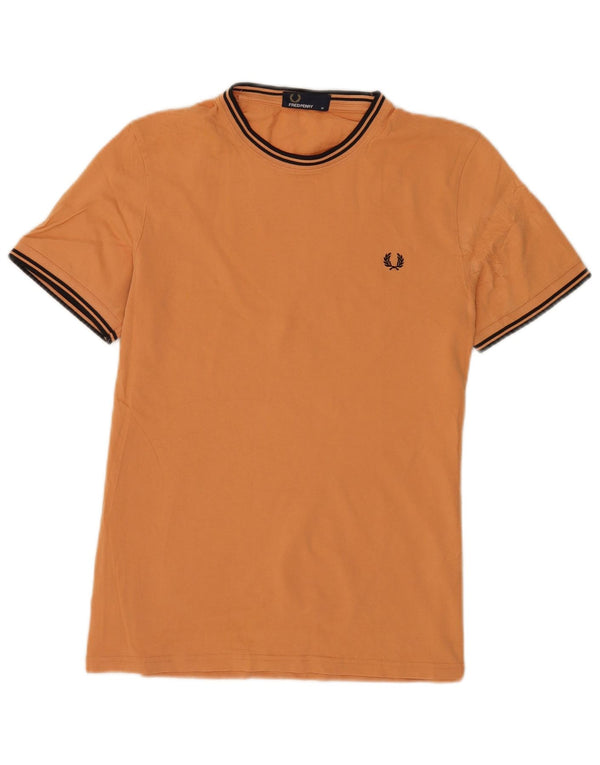 T-shirt da uomo Fred Perry Top in cotone a righe arancioni medie