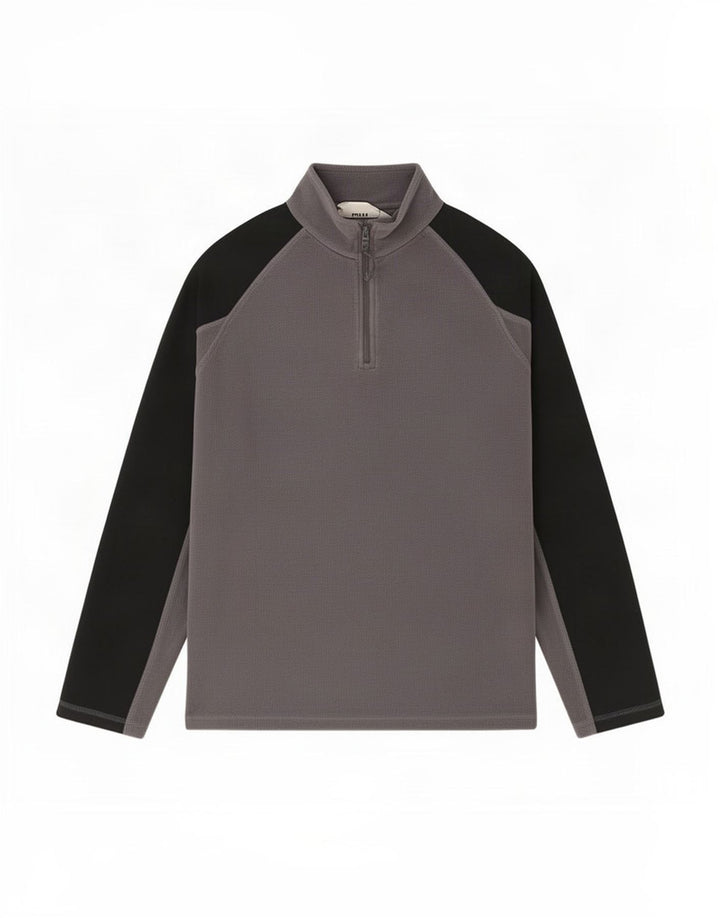 Maglione in pile da uomo con collo con zip Mountain Warehouse Blocco colore grigio medio