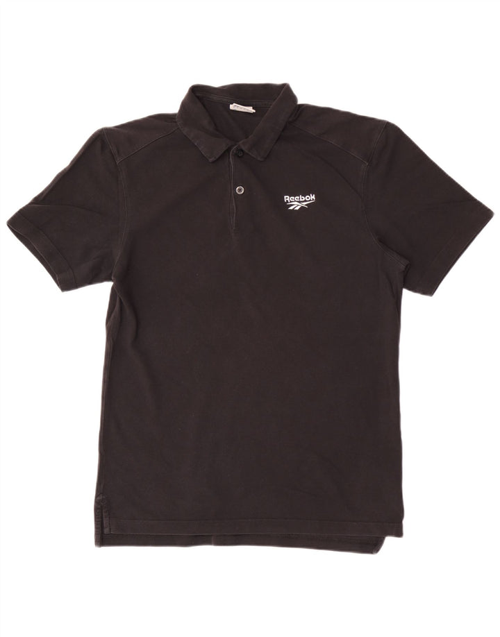 Polo Reebok da uomo in cotone nero medio