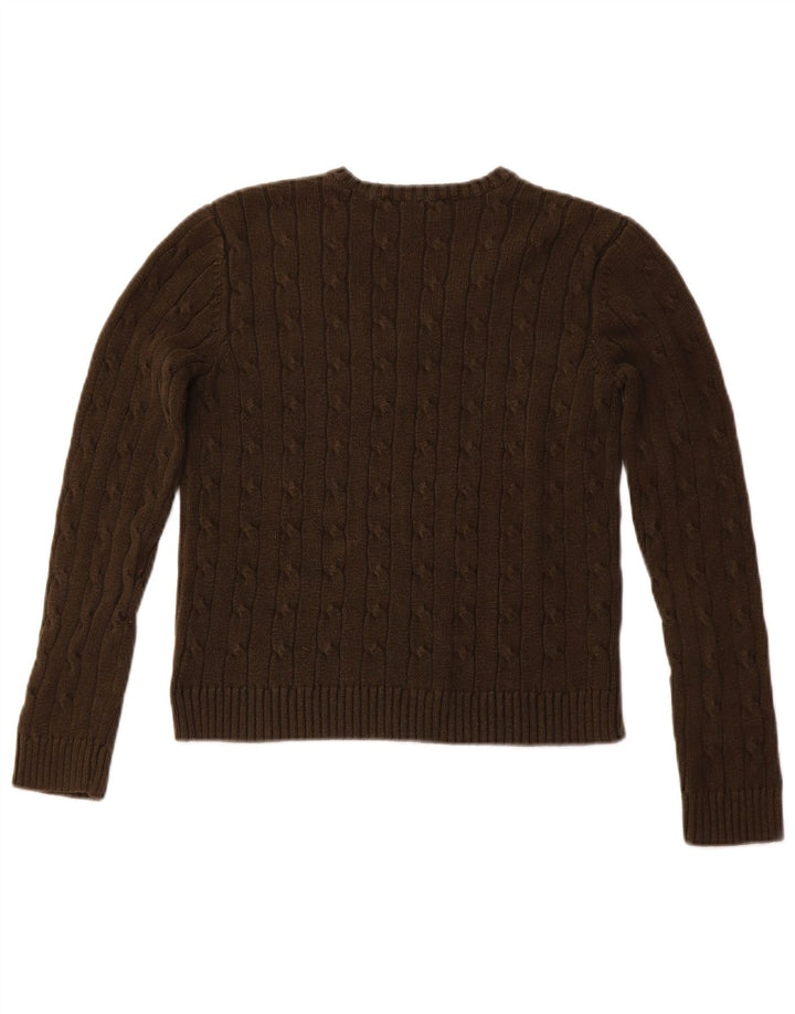 Maglione maglione con scollo a V da donna CHAPS UK 8 piccolo cotone marrone