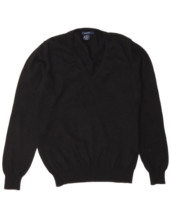 Gant maglione da donna con scollo a V UK 14 grande lana nera