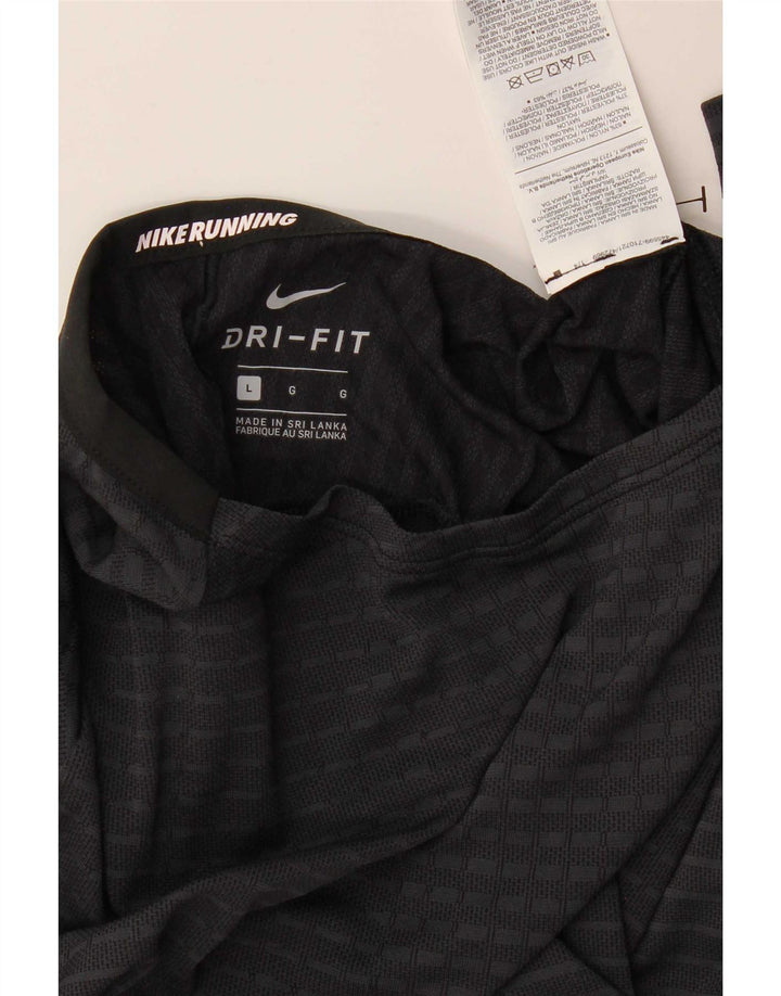 Nike - Maglia da uomo Dri Fit a maniche lunghe, grande, in nylon gessato grigio