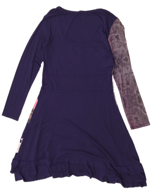 Desigual Abito da donna a maniche lunghe con grafica grafica UK 18 XL Blu navy floreale