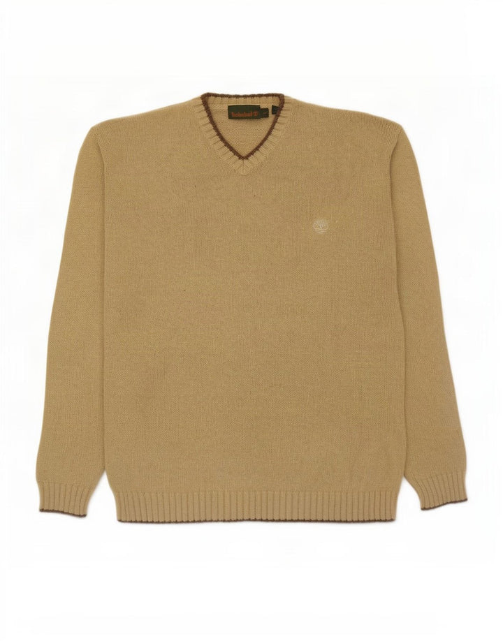Maglione maglione con scollo a V da uomo Timberland grande cotone verde