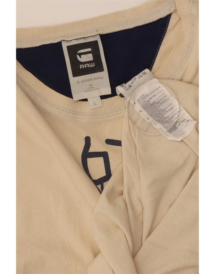 T-shirt grafica da uomo G-Star Top grande in cotone beige