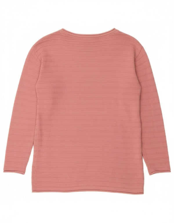 Maglione maglione girocollo da donna J. Crew UK 12 Cotone a righe rosa medio