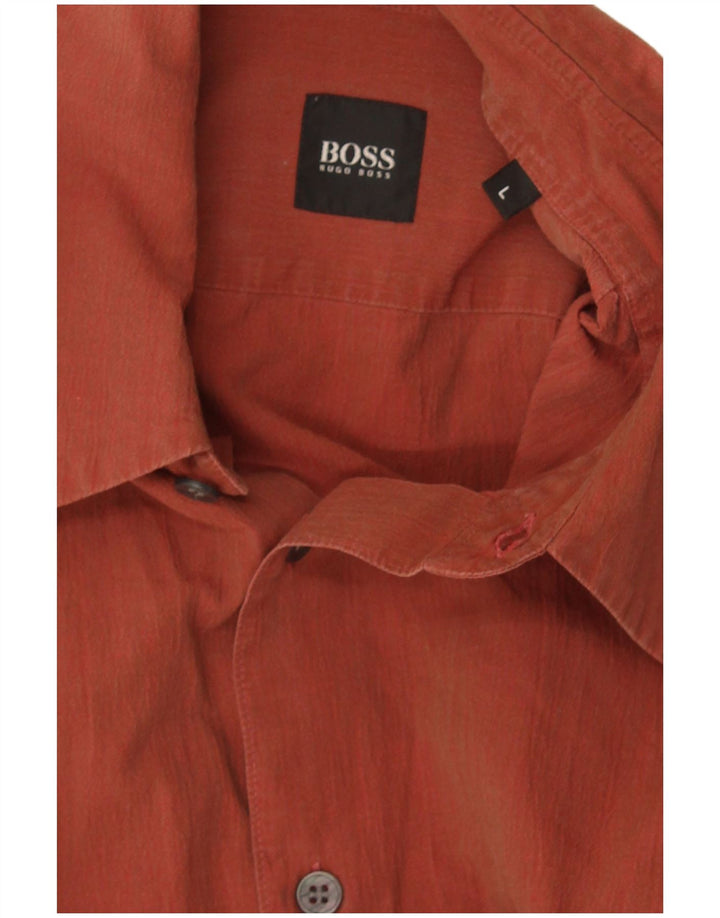 Camicia da uomo Hugo Boss grande marrone