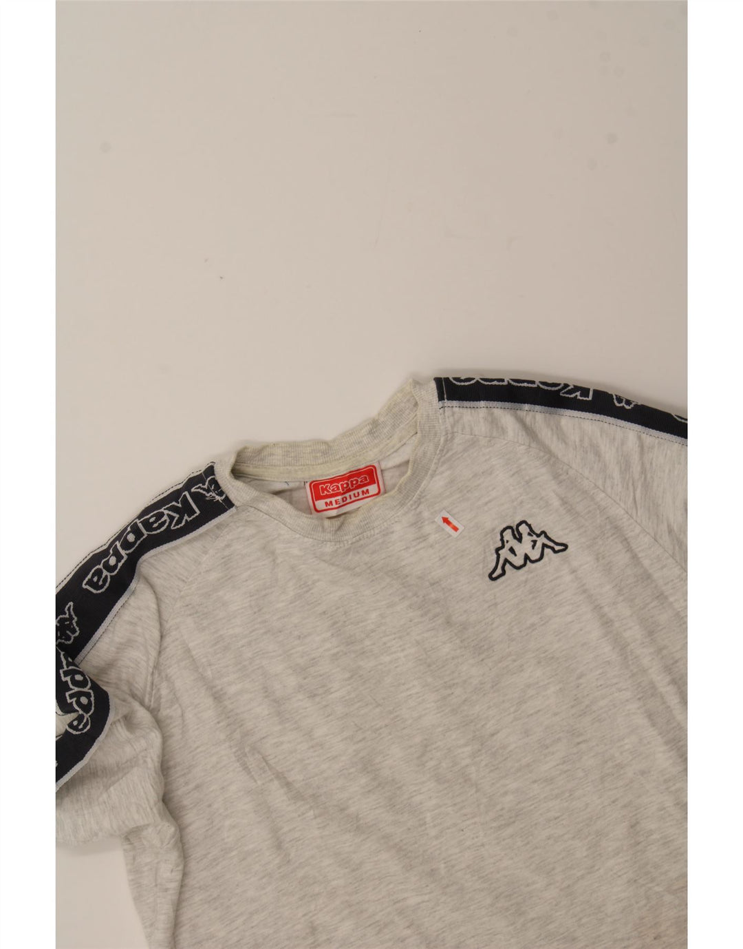 KAPPA Womens Graphic Sweatshirt Jumper UK 14 Medium Grey Colourblock Vintage Kappa and Second-Hand Kappa from Messina Hembry 
